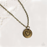 Paparazzi Necklace - Stamped Sentiment - Brass