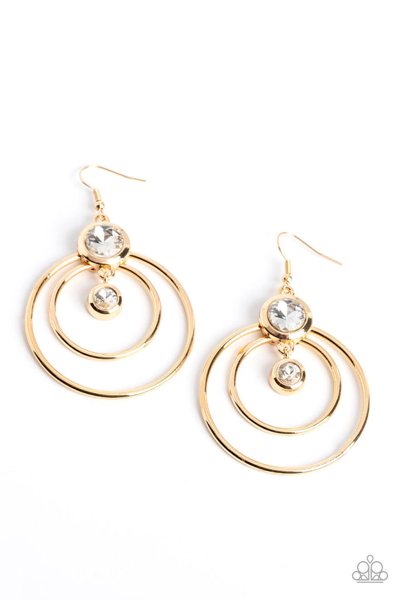 Paparazzi Earring - Dapperly Deluxe - Gold