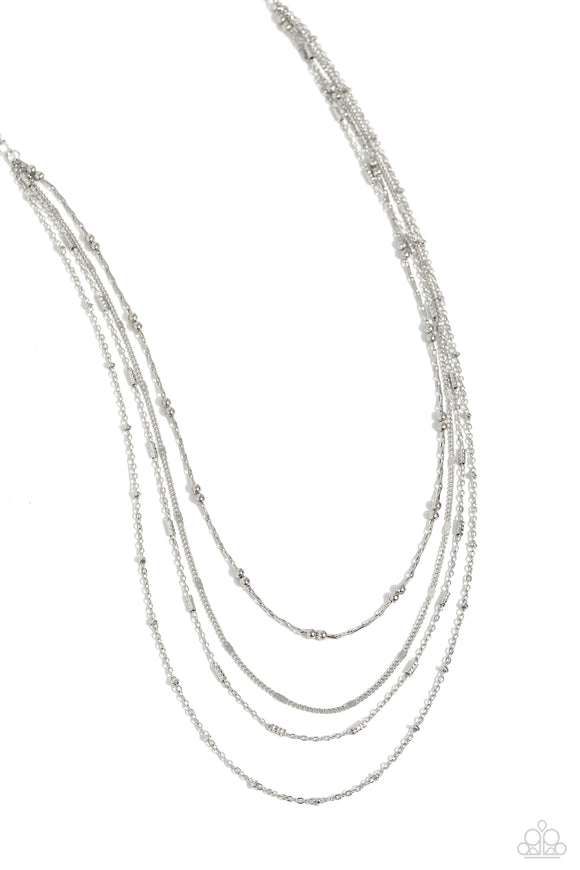 Paparazzi Necklace - Studded Shimmer - Silver