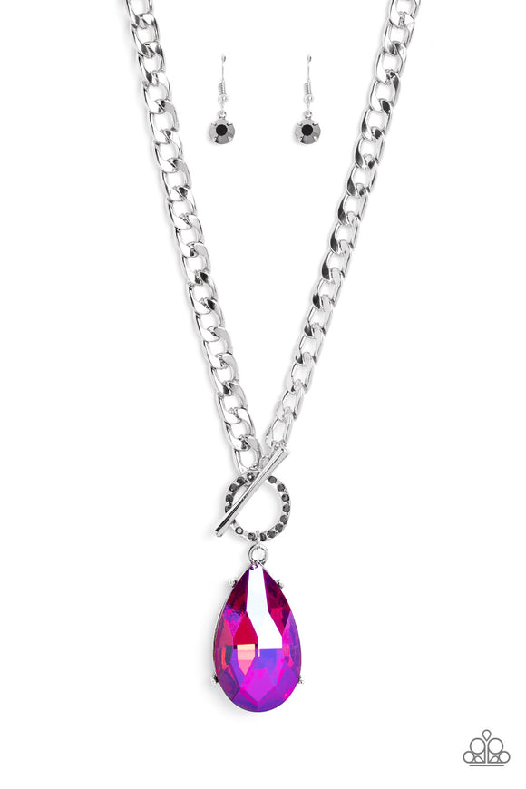 Paparazzi Necklace - Edgy Exaggeration - Pink LOP