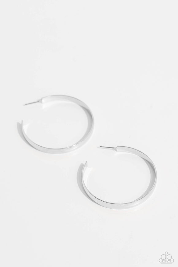 Paparazzi Earring - Sleek Symmetry - Silver Hoop