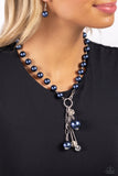 Paparazzi Necklace - White Collar Welcome - Blue