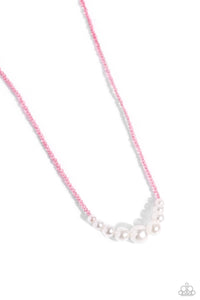 Paparazzi Necklace - White Collar Whimsy - Pink