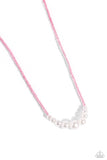 Paparazzi Necklace - White Collar Whimsy - Pink