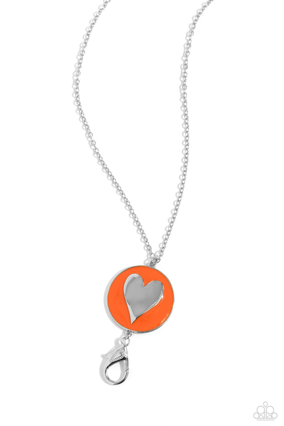 Paparazzi Necklace - True to Your Heart - Orange Lanyard