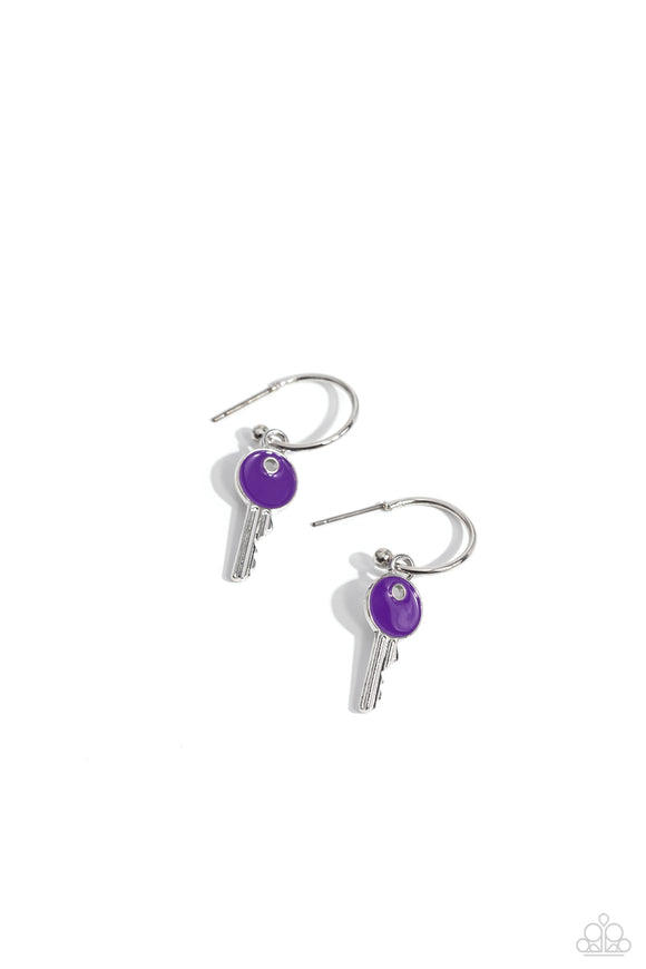 Paparazzi Earring - Key Performance - Purple Hoop