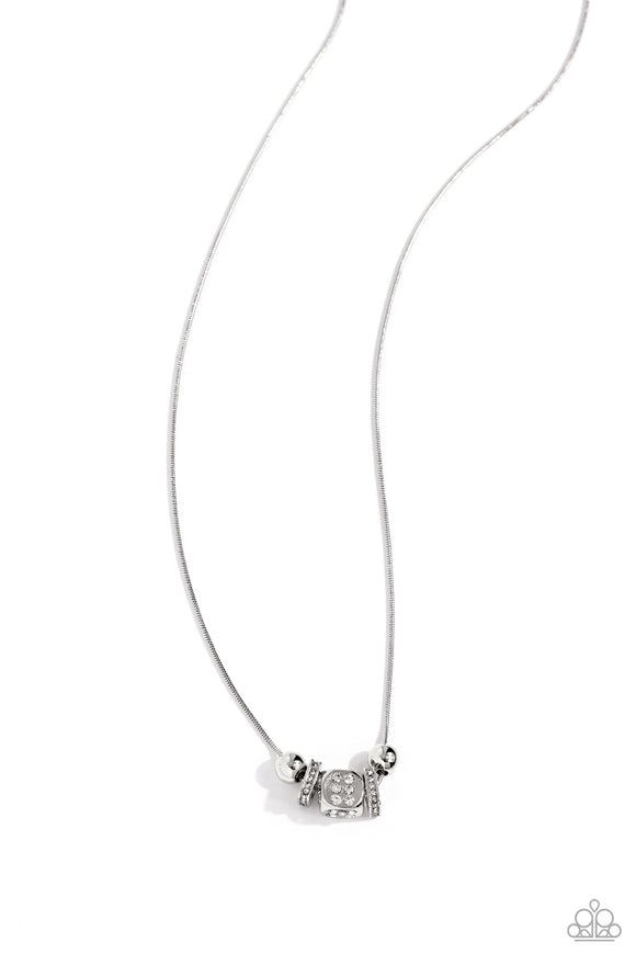 Paparazzi Necklace - Rolling the Dice - White