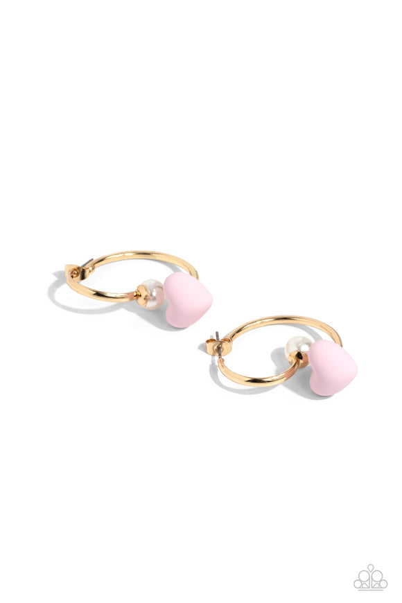 Paparazzi Earring - Romantic Representative - Pink Hoop