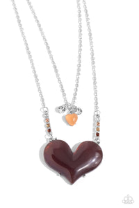 Paparazzi Necklace - Heart-Racing Recognition - Brown