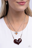 Paparazzi Necklace - Heart-Racing Recognition - Brown