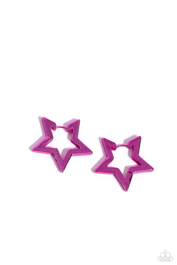 Paparazzi Earring - In A Galaxy STAR, STAR Away - Pink