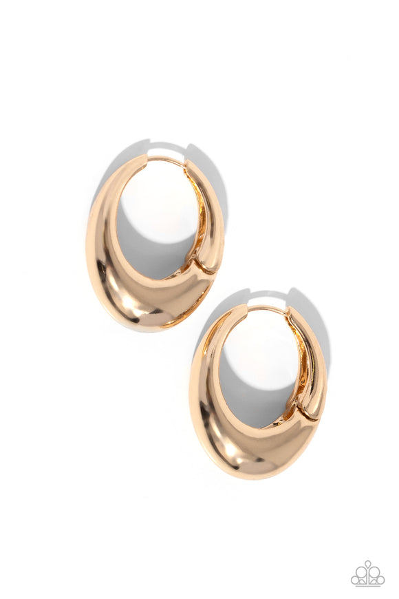 Paparazzi Earring - Oval Official - Gold Hoops