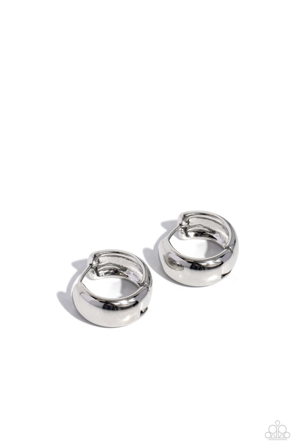 Paparazzi Earring - Hinged Halftime - Silver