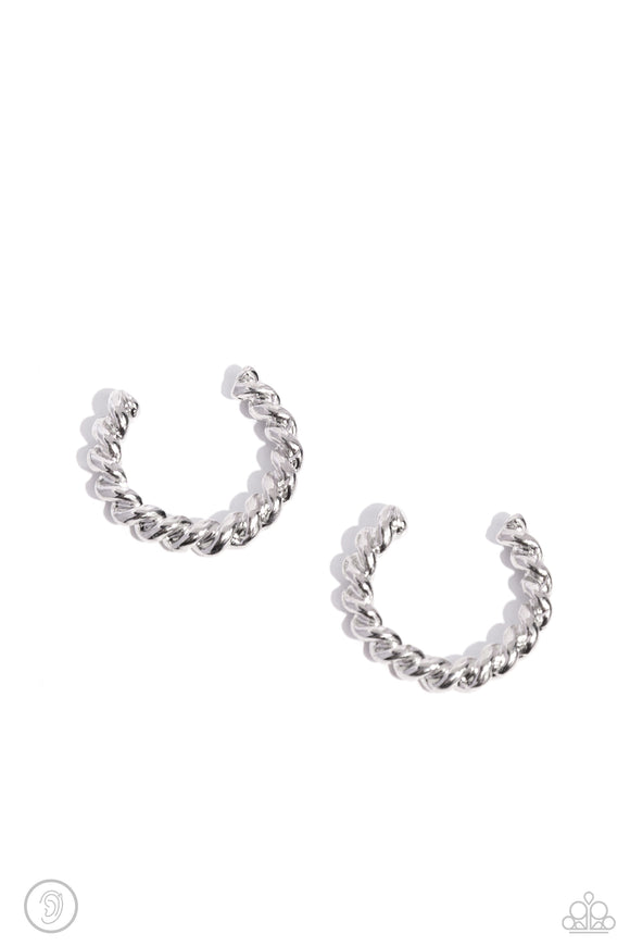 Paparazzi Earring - Twisted Travel Silver