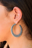 Paparazzi Earring - Talk About Texture - Silver Hoop