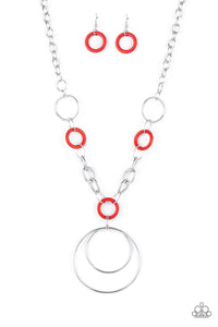 Paparazzi Necklace - HOOP du jour - Red