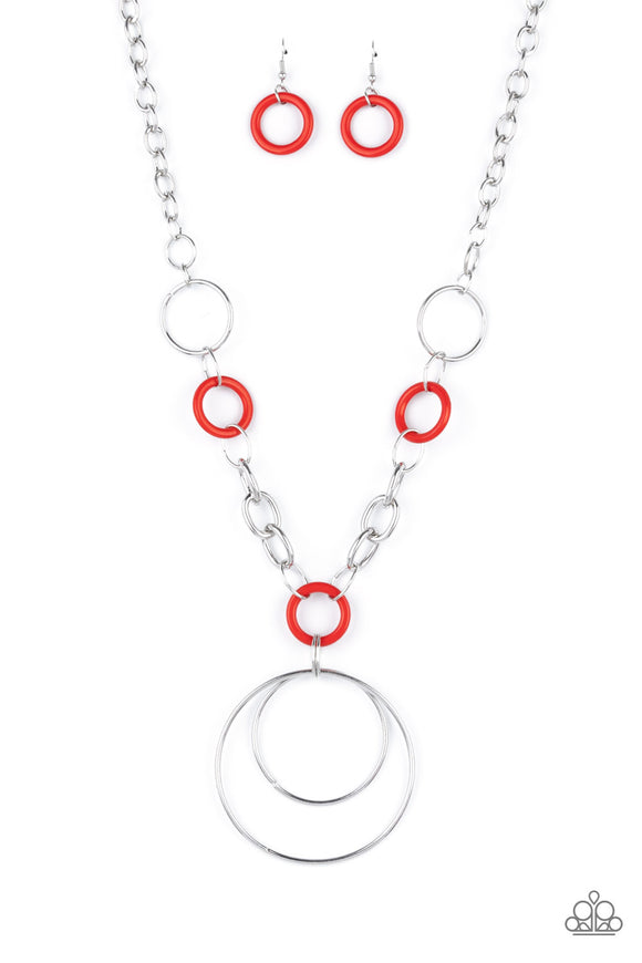 Paparazzi Necklace - HOOP du jour - Red