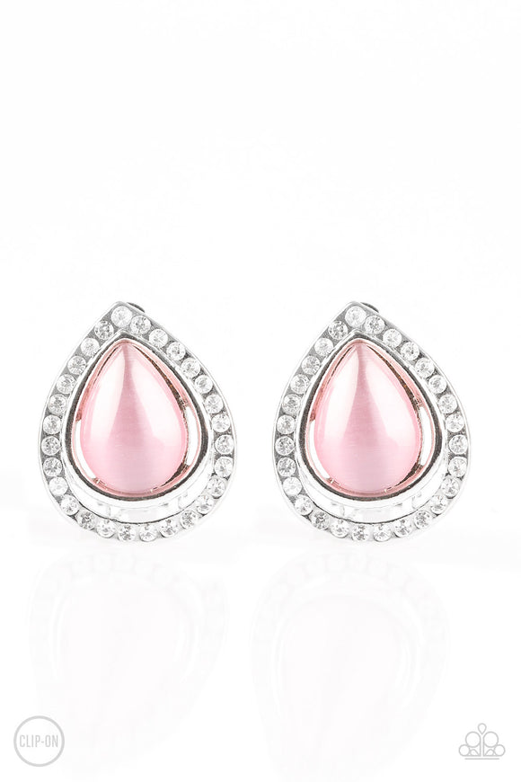 Paparazzi Earring - Noteworthy Shimmer - Pink Clip-On