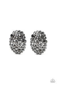 Paparazzi Earring - Daring Dazzle - Black Clip-On