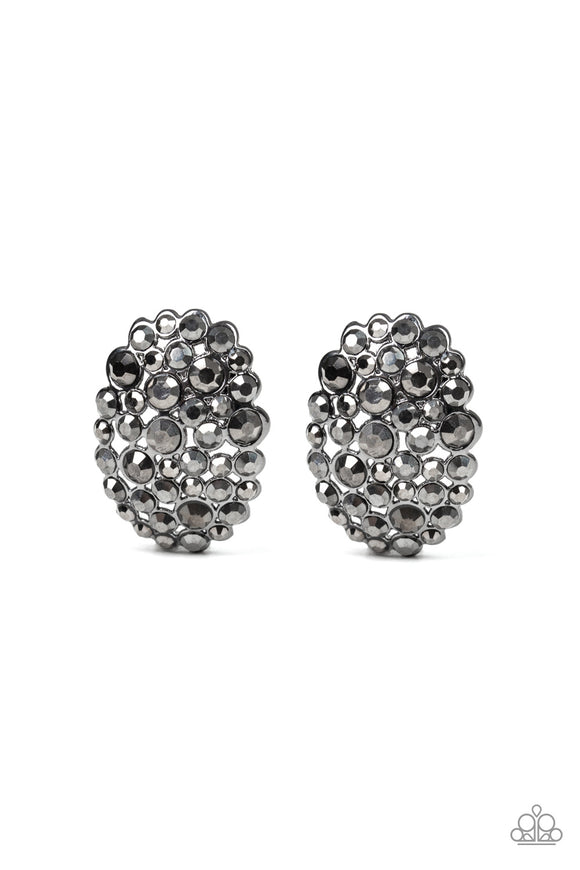 Paparazzi Earring - Daring Dazzle - Black Clip-On