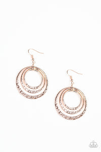 Paparazzi Earring - Metallic Ruffle - Rose Gold