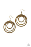 Paparazzi Earring - Rippling Refinement - Brass