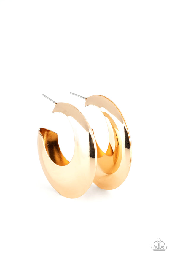 Paparazzi Earring - Chic CRESCENTO - Gold Hoop
