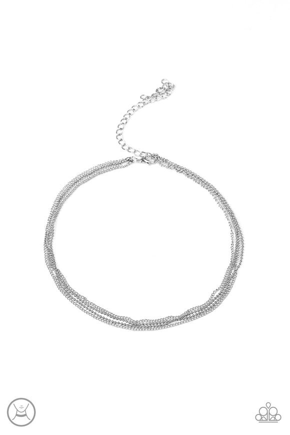 Paparazzi Necklace - If You Dare - Silver Choker